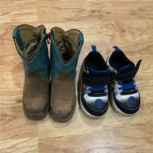 Two pair of toddler boys size 8 shoes/boots